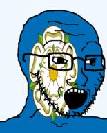 british england flag flag:yorkshire flower glasses hair looking_to_the_right open_mouth plant soyjak stubble teeth united_kingdom variant:soyak white_rose_of_york yorkshire // 644x800 // 144.5KB