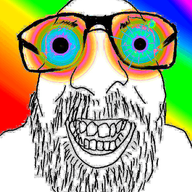 animated beard flashing glasses open_mouth soyjak stubble trend:colorjak variant:israeli_soyjak // 582x658 // 499.7KB
