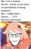 anime anime_female female genshin_impact hand lesbian neutral paimon pink_hair pregnant pussymouth reddit sad text tranny transbian variant:feraljak // 719x1124 // 86.4KB