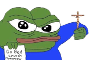 amphibian apu blue_shirt christianity closed_mouth clothes cross frog green_skin holding_cross holding_note holding_object jesus jesus_christ lips nas nas:pepe note pepe pepe_the_frog subnas:apu text transparent_background // 667x415 // 222.0KB