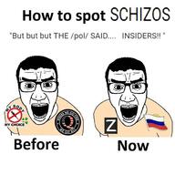4chan arm chud clothes coronavirus_pandemic glasses hair open_mouth pol_(4chan) qanon russia russo_ukrainian_war schizo text the_gem_that_saved_the_sharty thick_eyebrows tshirt vaccine variant:chudjak variant:el_perro_rabioso z_(russian_symbol) // 672x671 // 274.7KB