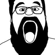 beard glasses hair meta:ai_generated open_mouth soyjak tongue variant:dustin // 256x256 // 12.3KB