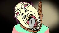 3d ack anhero animated better_call_saul bloodshot_eyes crying dead hanging meme music open_mouth purple_hair rope sound soyjak suicide tongue tranny variant:bernd video yellow_teeth // 640x360, 15.5s // 1.8MB