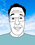 blue clothes glasses hair happy irl_background sky smile variant:chudjak wholesome // 711x896 // 201.5KB