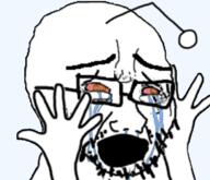 antenna arm bloodshot_eyes crying glasses hand hands_up open_mouth red_eyes reddit soyjak stubble variant:cryboy_soyjak // 750x645 // 263.5KB