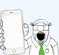 balding clothes dilbert glasses hair hand holding_object holding_phone iphone necktie open_mouth phone soyjak stubble subvariant:science_lover variant:markiplier_soyjak wally_(dilbert) // 1686x1573 // 427.0KB