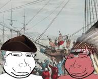 2soyjaks christopher_columbus clothes colonization ear eyelids glasses hat native_american no_eyebrows red_skin small_eyes smile soyjak stubble subvariant:massjak subvariant:wholesome_soyjak tricorn united_states variant:gapejak war_bonnet // 2047x1653 // 2.1MB