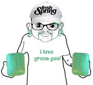 closed_mouth clothes ear glasses green_hair hair i_love irish_spring merge nose_hair oh_my_god_she_is_so_attractive text tshirt variant:brandon variant:shirtjak // 618x559 // 165.7KB