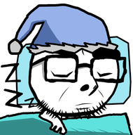 blanket cartoon closed_eyes closed_mouth clothes cozy drawing glasses hat pillow redraw sleeping stylized subvariant:toon_cobson variant:cobson zzz // 946x955 // 180.7KB