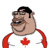 beard black_sclera buck_teeth ear fat flag:canada glasses hair leaf leafmutt lips nipple subvariant:canuckmutt subvariant:impish_amerimutt variant:impish_soyak_ears variant:meximutt variant:pajeetjak // 1654x1604 // 276.3KB