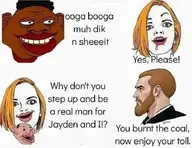 amerimutt black_skin blond brown_skin chad female meta:not_oc muh_dick muh_dik nas:amerimutt nas:tyrone nas:yes_chad nigger nordic_chad ooga_booga roastie sheeeit spit text tyrone woman yellow_hair // 702x540 // 47.3KB