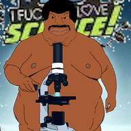 baby brown_skin curly_hair deformed fat hair i_fucking_love_science microjak microscope mustache neil_degrasse_tyson obese science subvariant:jacobson subvariant:meximutt_front3 variant:a24_slowburn_soyjak variant:meximutt yellow_eyes // 1024x1024 // 542.3KB