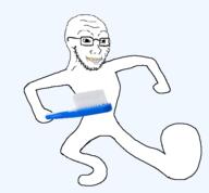 animated arm clean_dance dance full_body glasses golden_tooth hand happy holding_object leg soyjak sparkle stubble toothbrush variant:soyak // 544x503 // 122.6KB