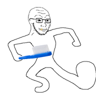 animated arm clean_dance dance full_body glasses golden_tooth hand happy holding_object leg soyjak sparkle stubble toothbrush variant:soyak // 544x503 // 122.6KB