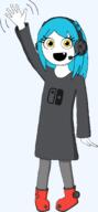 blue_hair boot child clothes console fangs full_body hair headphones meta:nas nintendo nintendo_switch video_game wave yellow_eyes // 965x2079 // 47.3KB
