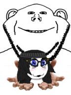 2soyjaks beanie blue_eyes blush closed_mouth clothes cute ear hair hand hat holding_object open_mouth smile soyjak stubble subvariant:impish_front variant:impish_soyak_ears variant:soytan // 598x800 // 112.4KB