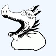 animated artist:crimsonvoidhydra1488 dancing_swede glasses horn open_mouth sharp_teeth spikes teeth variant:dragonjak // 682x682 // 35.0KB