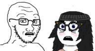 2soyjaks glasses looking_at_you open_mouth scared soyjak stubble subvariant:soyak_(concerned) variant:soyak variant:soytan // 1280x684 // 190.7KB