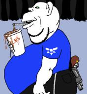 amerimutt blue_eyes drinking forest gun sans skeleton snow undertale yellow_eyes // 700x758 // 93.8KB