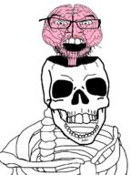 2soyjaks brain glasses halloween mustache open_mouth series:skeletonjaks skeleton skull soyjak stubble variant:feraljak // 984x1315 // 120.8KB