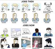 black_skin code_monkey construction_worker doctor femjak garbage knight mcdonalds peasant police smug soyjak subvariant:trad_wife teacher text variant:soyak variant:wojak white_skin wojak // 960x858 // 123.7KB