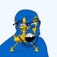 angry arrow british crown england flag flag:suffolk glasses hair looking_at_you mustache open_mouth soyjak stubble suffolk teeth united_kingdom variant:feraljak // 1500x1500 // 264.7KB
