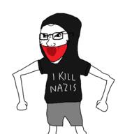 angry anti_nazi arm bandana clothes facemask hoodie leg nazism open_mouth shorts stubble text v-shaped_eyebrows variant:soyak white_background white_skin // 953x970 // 87.5KB