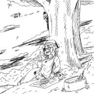 artist:sleep_chvd cake laying_down picnic tree variant:soytan zeppelin // 1488x1488 // 468.2KB