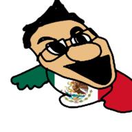 black_eyes brown_skin countrywar flag:mexico glasses hair mexico open_mouth variant:mariojak white_background // 2048x2048 // 409.0KB