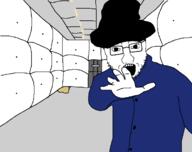 arm clothes glasses hand hat jamiroquai meme open_mouth padded_cell piss soyjak stubble subvariant:soyak_front variant:soyak virtual_insanity // 1217x964 // 26.6KB