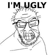 balding clenched_teeth closed_eyes distorted ear glasses hair its_over soyjak stubble text ugly variant:feraljak wrinkles // 1024x1024 // 207.6KB