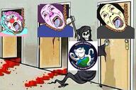 4soyjaks blood clown crying gem giggly_goon_clown globe grim_reaper hair madeline open_mouth reaper red_eyes skeleton sproke squimpus_mcgrimpus suicide tentacle tonue variant:bernd variant:impish_soyak_ears // 1202x797 // 176.4KB
