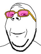 beard glasses happy rose_tinted_glasses smile subvariant:wholesome_soyjak tinted_glasses variant:gapejak // 599x800 // 29.9KB