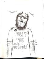 art beard black_and_white black_lives_matter bloodshot_eyes body_hair bug clothes drawfag drawing facemask glasses hair ink mask meta:soytober meta:soytober2024 moustache open_mouth science soyjak stubble text tshirt vaccine variant:ignatius vein // 1536x2048 // 1.5MB