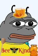 amphibian antenna bald bear bee bug closed_mouth clothes frog grey_skin heart honey honey_dipper honeycomb jar lips looking_at_you nas nas:pepe pepe_the_frog series:pepe_hat transparent_background tshirt wing // 1008x1479 // 426.4KB