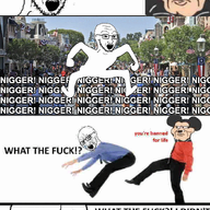 animated arm ban bloodshot_eyes clothes crying disney disneyland full_body glasses hand leg mickey_mouse monkey_dance nigger open_mouth racism say_word_money_stolen soyjak stubble text variant:soyak // 600x1052 // 880.3KB