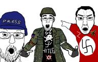 3soyjaks adolf_hitler arm clothes donetsk emr_pattern flag glasses hair hand hat helmet journalist military nazism open_mouth pointing ribbon_of_saint_george russia russo_ukrainian_war schutzstaffel soyjak star_of_david stubble subvariant:chudjak_front ukraine uniform variant:chudjak variant:shirtjak variant:two_pointing_soyjaks z_(russian_symbol) // 989x630 // 331.8KB