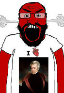 andrew_jackson angry balding beard clothes glasses hair heart i_love open_mouth red_skin soyjak subvariant:science_lover tshirt variant:markiplier_soyjak // 2819x4096 // 885.9KB