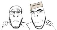 2soyjaks box cardboard closed_mouth clothes glasses hat neutral no_more_brother_wars serious_hat soyjak stubble subvariant:neutralplier text variant:cobson variant:markiplier_soyjak // 1129x602 // 169.5KB