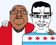 2soyjaks brown_skin chicago chud_troon_alliance ear flag flag:chicago flag:peru friendship glasses hair hand happy illinois mustache obsessed smile soyjak star_(symbol) stubble subvariant:chudjak_front transparent_background united_states variant:bernd variant:chudjak // 834x672 // 39.3KB