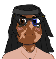 avengers beanie blue_eyes blush brown_skin clothes copypasta emerald_(namefag) eyelashes female glasses hair heterochromia opposite oppositefag smile soyjak transformation variant:soytan // 680x705 // 32.2KB