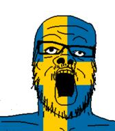 country cross flag glasses mustache open_mouth soyjak stubble sweden variant:a24_slowburn_soyjak // 454x520 // 11.1KB