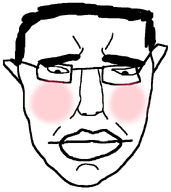 big_eyebrows big_lips blush chud ear embarrassed glasses hair le_pol_face looking_down nose red_cheeks shy subvariant:pol_face thick_eyebrows transparent_background variant:chudjak // 1156x1296 // 73.7KB