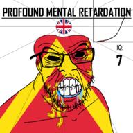 anglesey angry bald bell_curve black_eyes black_hole black_sclera british clenched_teeth closed_mouth country cracked_teeth drool ear flag flag:anglesey flag:united_kingdom glasses hair iq iq_bell_curve lion mustache nightmare_fuel no_pupils profound_mental_retardation retard soyjak stubble text united_kingdom variant:feraljak wales wrinkles // 1024x1024 // 169.8KB