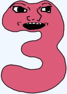 full_body looking_to_the_right number numberjacks open_mouth pink pink_skin series:numberjaks three transparent_background variant:soyak // 420x593 // 7.5KB