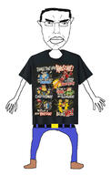 angry arm belt boot closed_mouth clothes ear full_body glasses hair jeans short subvariant:chudjak_front swastika text tshirt variant:chudjak // 927x1455 // 177.3KB