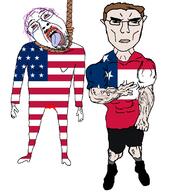 2soyjaks confederacy crying flag full_body hanging stubble subvariant:unbotheredchud tranny united_states variant:chudjak // 1085x1231 // 145.7KB