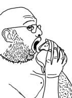 eating fat glasses guinea_pig open_mouth side_profile stubble variant:unknown white_background white_skin // 1857x2514 // 228.3KB