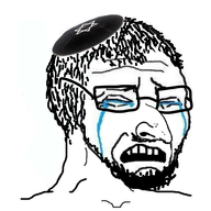 closed_eyes clothes crying glasses hair hat judaism kippah large_nose soyjak stubble variant:wojak // 565x676 // 157.9KB