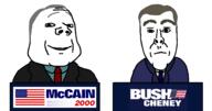2000s 2soyjaks balding closed_mouth clothes george_bush_jr grey_hair hair john_mccain necktie old podium politician politics smile subvariant:wholesome_soyjak suit thick_eyebrows variant:gapejak variant:nojak // 1875x990 // 82.8KB